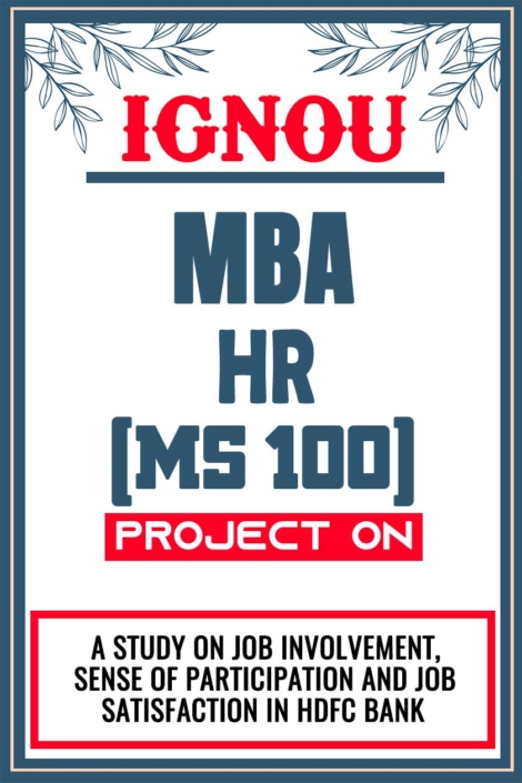 IGNOU MBA HR Project MS 100 Synopsis Proposal & Project Report Dissertation Sample 2