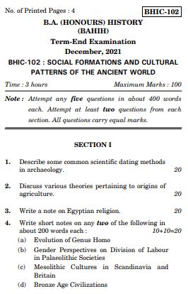 IGNOU BHIC 102 Previous Years Solved Question Papers (December 2021) (BAHIH)
