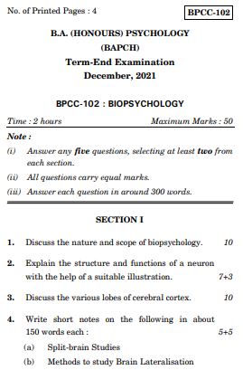 IGNOU BPCC 102 Previous Years Solved Question Papers (December 2021) (BAPCH)