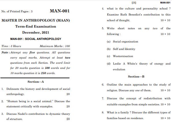 IGNOU MAN 1 Previous Years Solved Question Papers (December 2021) (MAAN)