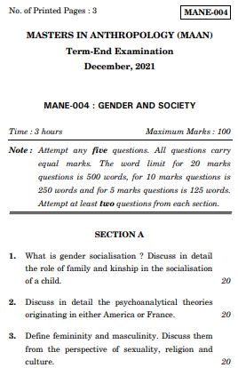 IGNOU MANE 4 Previous Years Solved Question Papers (December 2021) (MAAN)