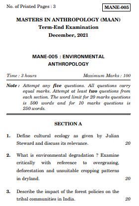 IGNOU MANE 5 Previous Years Solved Question Papers (December 2021) (MAAN)