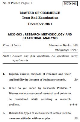IGNOU MCO 3 Previous Years Solved Question Papers (December 2021) (MCOM)