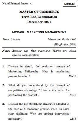 IGNOU MCO 6 Previous Years Solved Question Papers (December 2021) (MCOM)