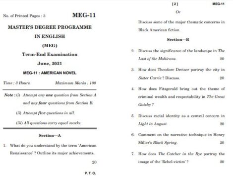 IGNOU MEG 11 Previous Years Solved Question Papers (June 2021) (MA English) - Image 2