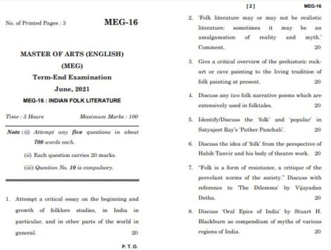 IGNOU MEG 16 Previous Years Solved Question Papers (June 2021) (MA English) - Image 2