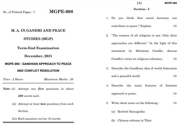IGNOU MGPE 8 Previous Years Solved Question Papers (December 2021) (MGPS)