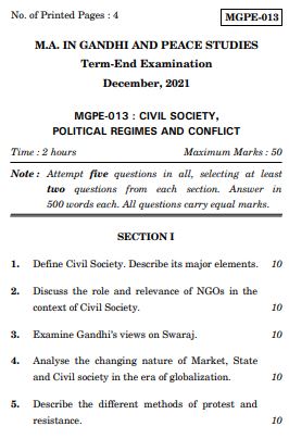 IGNOU MGPE 13 Previous Years Solved Question Papers (December 2021) (MGPS)