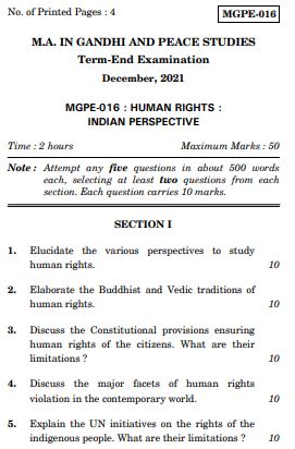 IGNOU MGPE 16 Previous Years Solved Question Papers (December 2021) (MGPS)