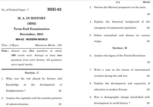 IGNOU MHI 2 Previous Years Solved Question Papers (December 2021) (MAH)