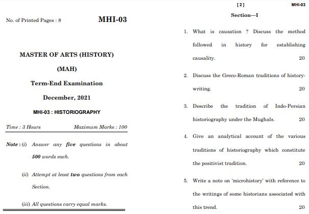 IGNOU MHI 3 Previous Years Solved Question Papers (December 2021) (MAH)