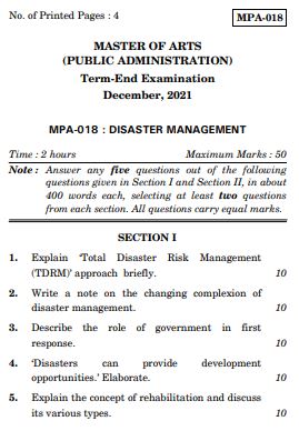 IGNOU MPA 18 Previous Years Solved Question Papers (December 2021) (MA Public Administration)