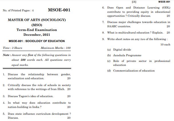 IGNOU MSOE 1 Previous Years Solved Question Papers (December 2021) (MSO)