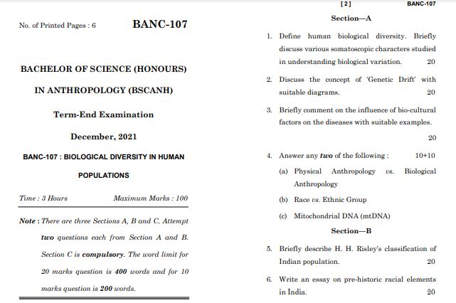 IGNOU BANC 107 Previous Years Solved Question Papers (December 2021) (BSCANH)