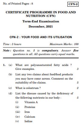 IGNOU CFN 2 Previous Years Solved Question Papers (December 2021) (CFN)