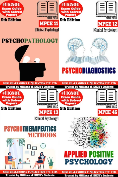 IGNOU MAPC 2nd Year Help Books Combo of MPCE 11 MPCE 12 MPCE 13 MPCE 46 (5th Edition) (IGNOU Study Notes/Guidebook Chapter-wise) for Exam Preparations with Solved Latest Previous Year Question Papers (New Syllabus) including Solved Sample Papers IGNOU MA Clinical Psychology mpce11 mpce12 mpce13 mpce46