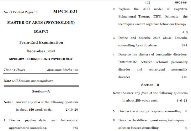 IGNOU MPCE 21 Previous Years Solved Question Papers (December 2021) (MAPC)