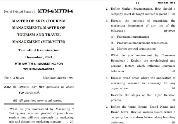 IGNOU MTTM 6 Previous Years Solved Question Papers (December 2021) (MTTM)