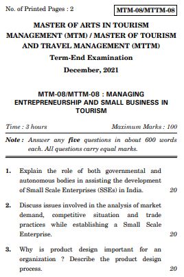 IGNOU MTTM 8 Previous Years Solved Question Papers (December 2021) (MTTM)