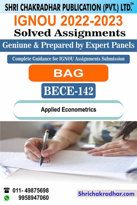 IGNOU BECE 142 Solved Applied Econometrics IGNOU Solved Assignment BAECH IGNOU BA Honours Economics (CBCS) (2022-2023) bece142