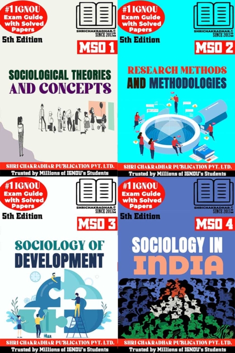 IGNOU MSO 1st Year Help Books Combo of MSO 1 MSO 2 MSO 3 MSO 4 (5th Edition) (IGNOU Study Notes/Guidebook Chapter-wise) for Exam Preparations with Solved Latest Previous Year Question Papers (New Syllabus) including Solved Sample Papers IGNOU MA Sociology mso1 mso2 mso3 mso4