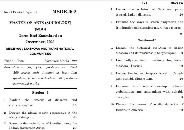 IGNOU MSOE 2 Previous Years Solved Question Papers (December 2021) (MA Sociology)