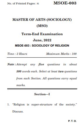 IGNOU MSOE 3 Previous Years Solved Question Papers (June 2022) (MSO)
