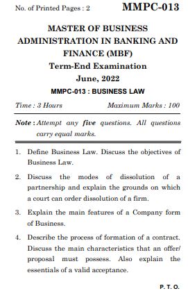 IGNOU MMPC 13 Previous Years Solved Question Papers (June 2022) (MBA New Syllabus)