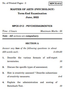 IGNOU MPCE 12 Previous Years Solved Question Papers (June 2022) (MAPC)