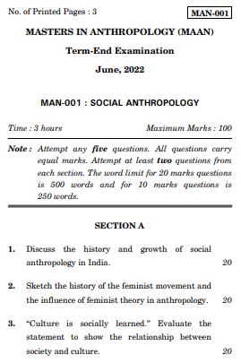 IGNOU MAN 1 Previous Years Solved Question Papers (June 2022) (MAAN)