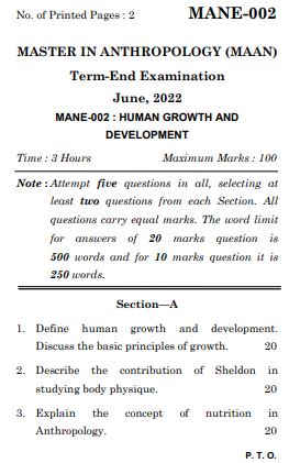IGNOU MANE 2 Previous Years Solved Question Papers (June 2022) (MAAN)