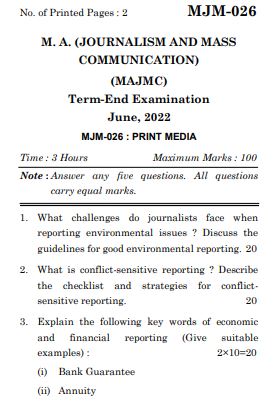 IGNOU MJM 26 Previous Years Solved Question Papers (June 2022) (MAJMC)