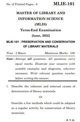 IGNOU MLIE 101 Previous Years Solved Question Papers (June 2022) (MLIS)
