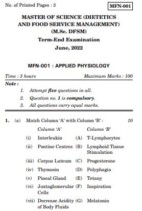 IGNOU MFN 1 Previous Years Solved Question Papers (June 2022) (MSCDFSM)