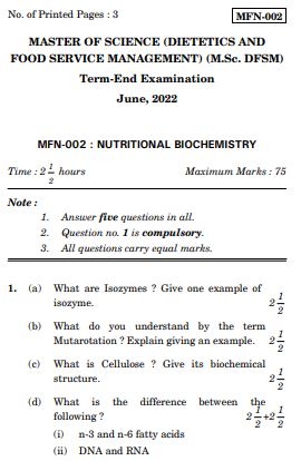 IGNOU MFN 2 Previous Years Solved Question Papers (June 2022) (MSCDFSM)