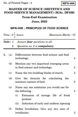 IGNOU MFN 8 Previous Years Solved Question Papers (June 2022) (MSCDFSM)