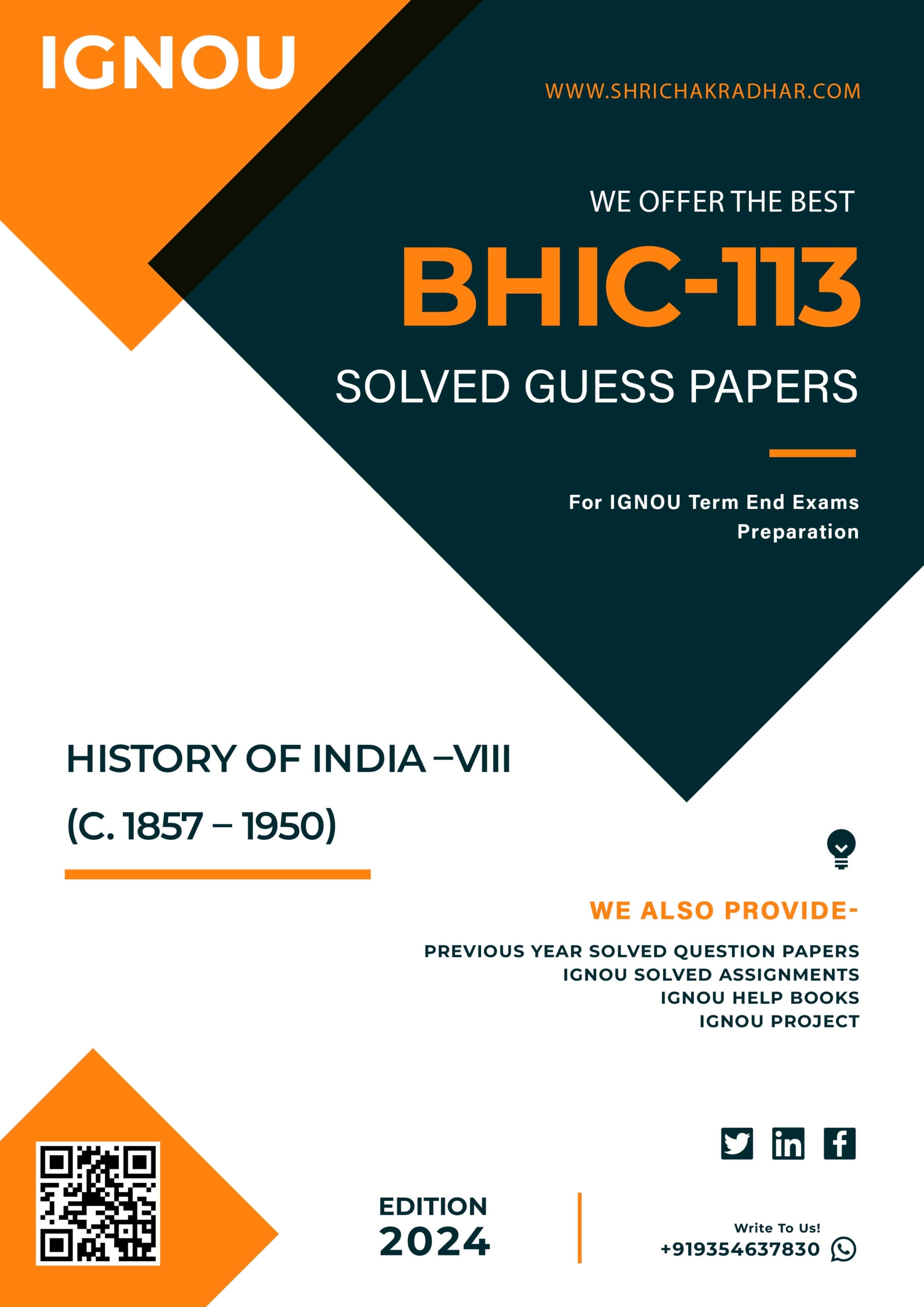 IGNOU BHIC 113 Guess Paper Solved PDF (BAHIH)