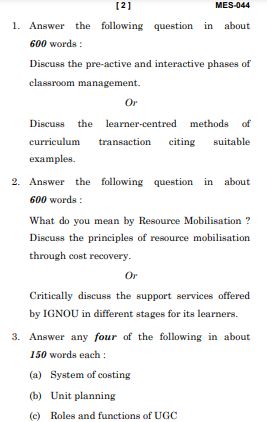 IGNOU MES 44 Previous Years Solved Question Papers (June 2022) (MAEDU)