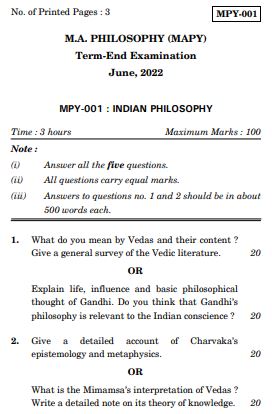 IGNOU MPY 1 Previous Years Solved Question Papers (June 2022) (MAPY)