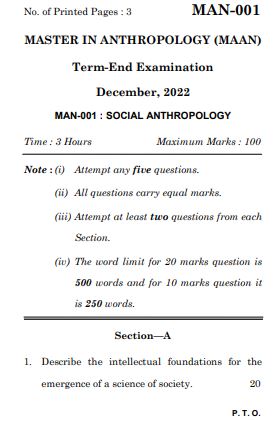 IGNOU MAN 1 Previous Years Solved Question Papers (December 2022) (MAAN)