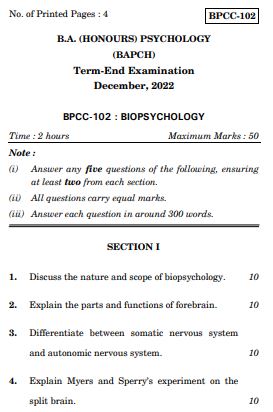 IGNOU BPCC 102 Previous Years Solved Question Paper