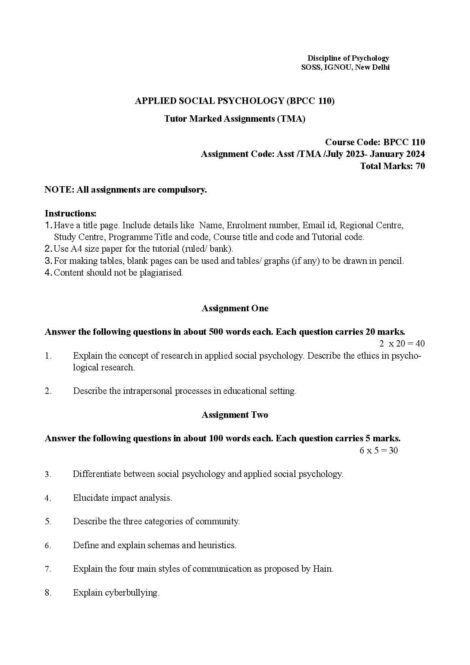 IGNOU BPCC 110 Solved Assignment 2023-24 - Image 2