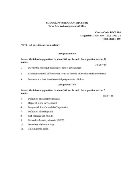 IGNOU BPCS 184 Solved Assignment 2023-24 - Image 2