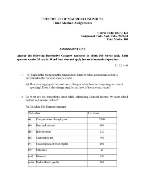 IGNOU BECC 133 Solved Assignment 2023-24 - Image 2