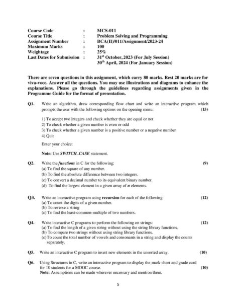 IGNOU MCS 11 Solved Assignment 2023-24 - Image 2