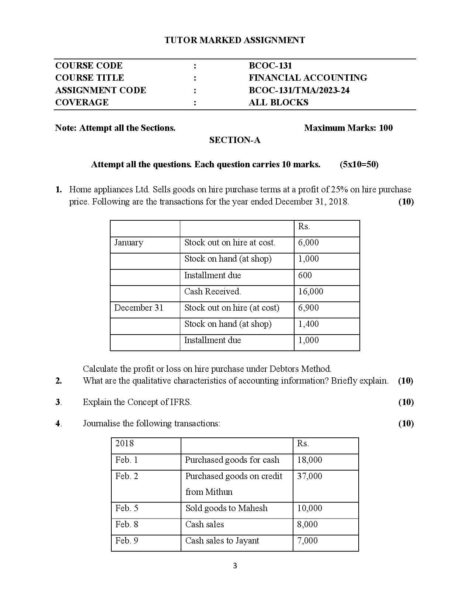 IGNOU BCOC 131 Solved Assignment 2023-24 - Image 2