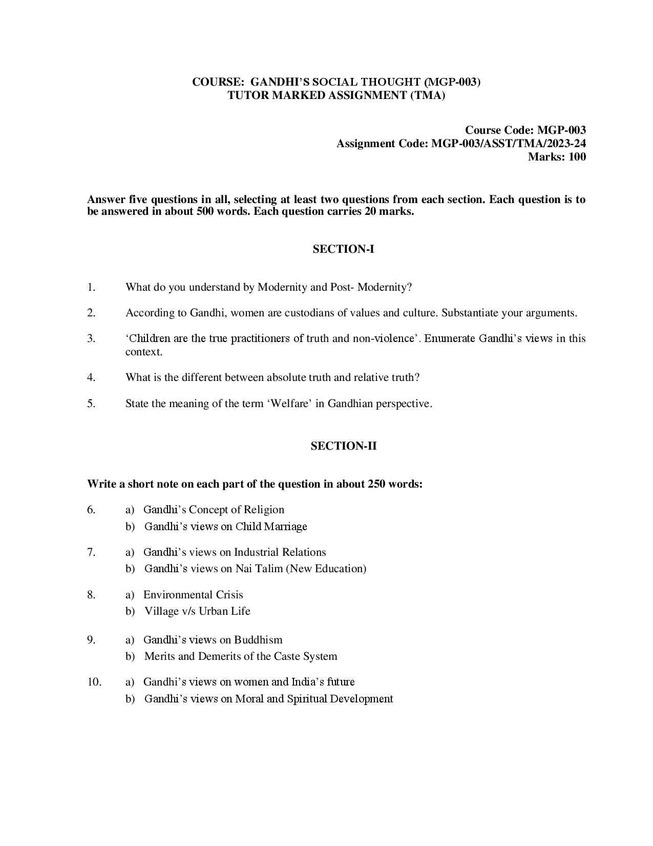 IGNOU MGP 3 Solved Assignment 2023-24 - Image 2