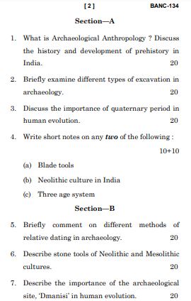 IGNOU BANC 134 Previous Years Solved Question Papers (June 2023) (BAG Anthropology)
