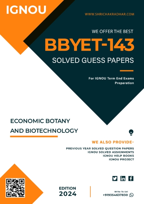 IGNOU BBYET 143 Guess Paper Solved PDF (BSCG Botany)