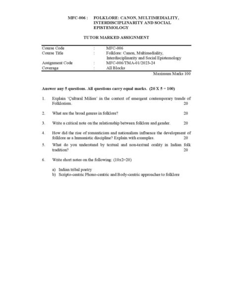 IGNOU MFC 6 Solved Assignment 2023-24 - Image 2